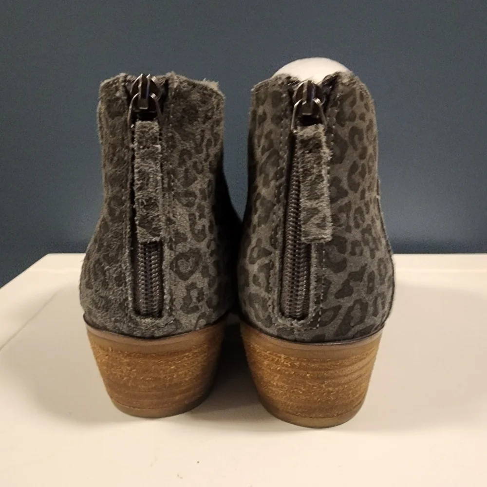 Michael by Michael Shannon Leather Upper Gray/Black Leopard Print Ankle Boots - Picture 5 of 10